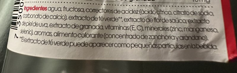 Foto da lista de ingredientes