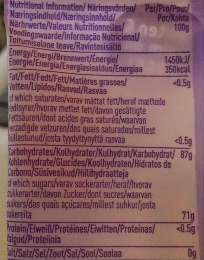 Foto da tabela nutricional