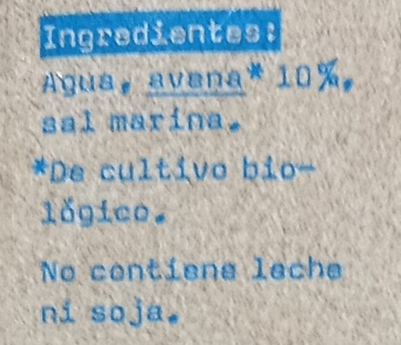 Foto da lista de ingredientes