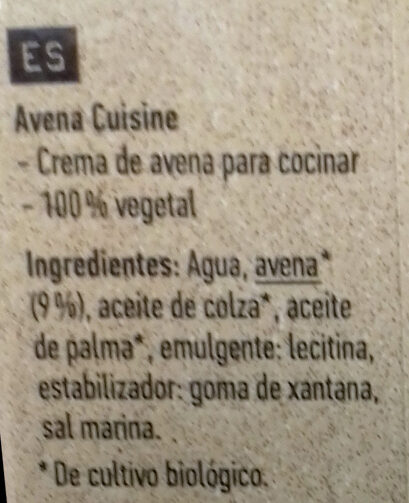 Foto da lista de ingredientes