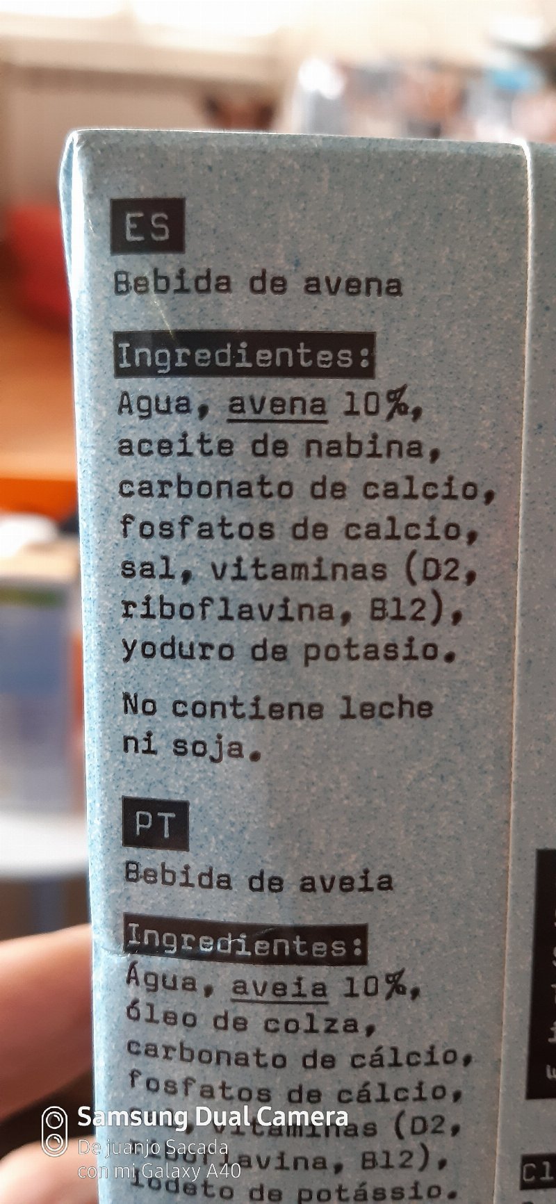 Foto da lista de ingredientes
