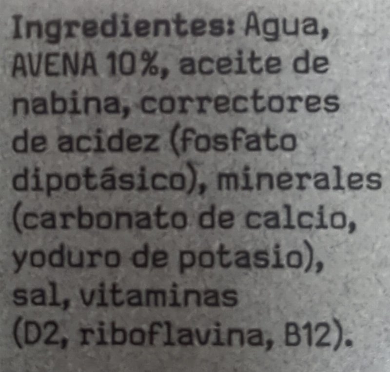 Foto da lista de ingredientes