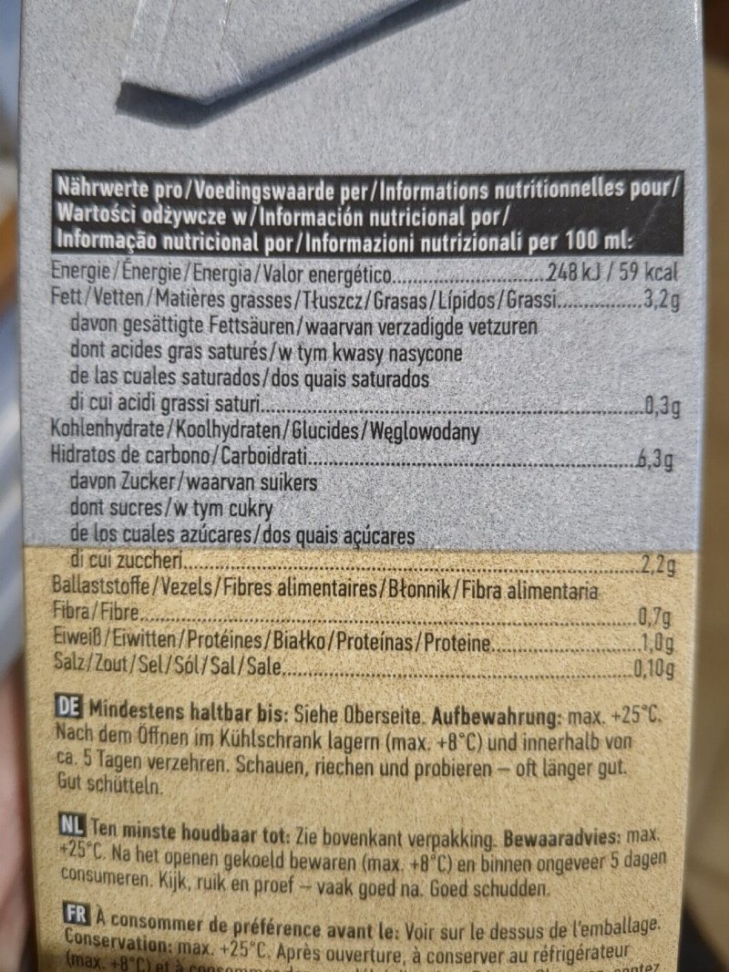 Foto da tabela nutricional