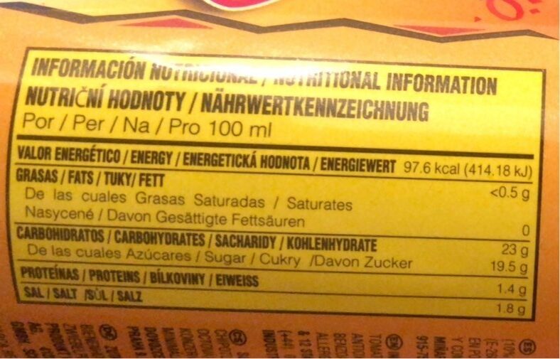 Foto da tabela nutricional