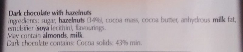 Foto da lista de ingredientes