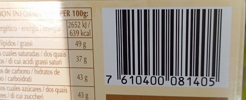 Foto da lista de ingredientes