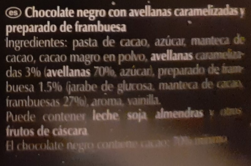 Foto da lista de ingredientes