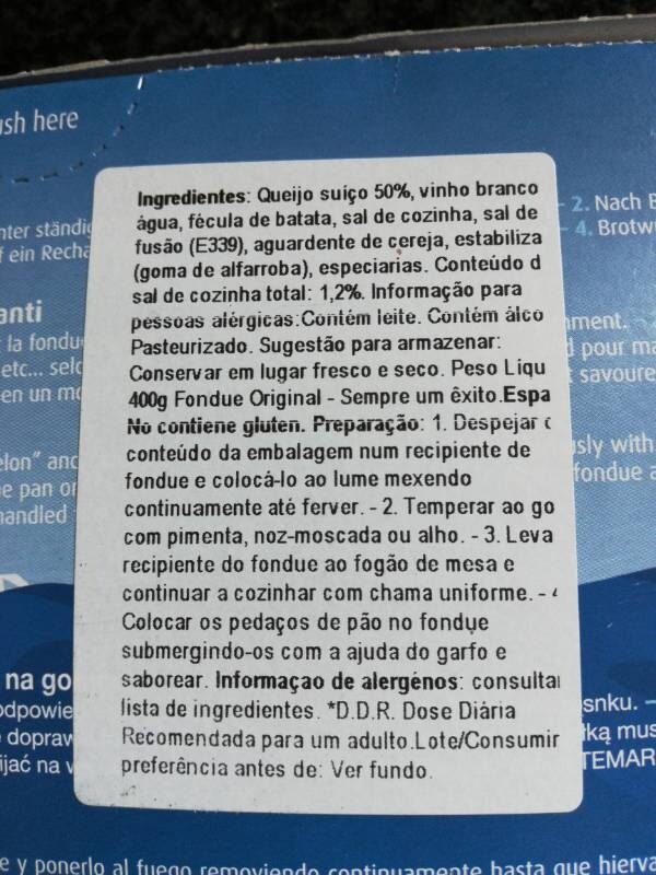 Foto da lista de ingredientes