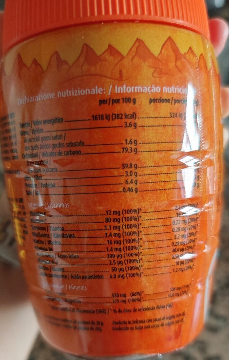 Foto da tabela nutricional
