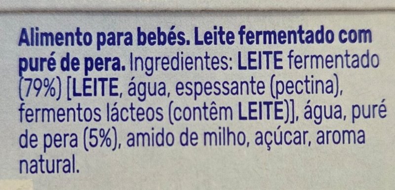 Foto da lista de ingredientes