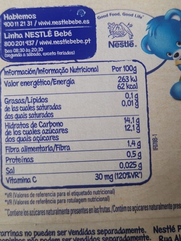 Foto da lista de ingredientes
