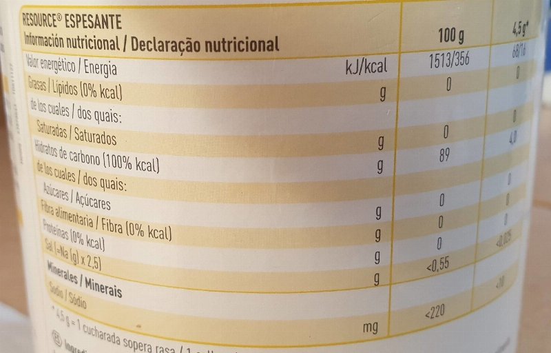 Foto da tabela nutricional