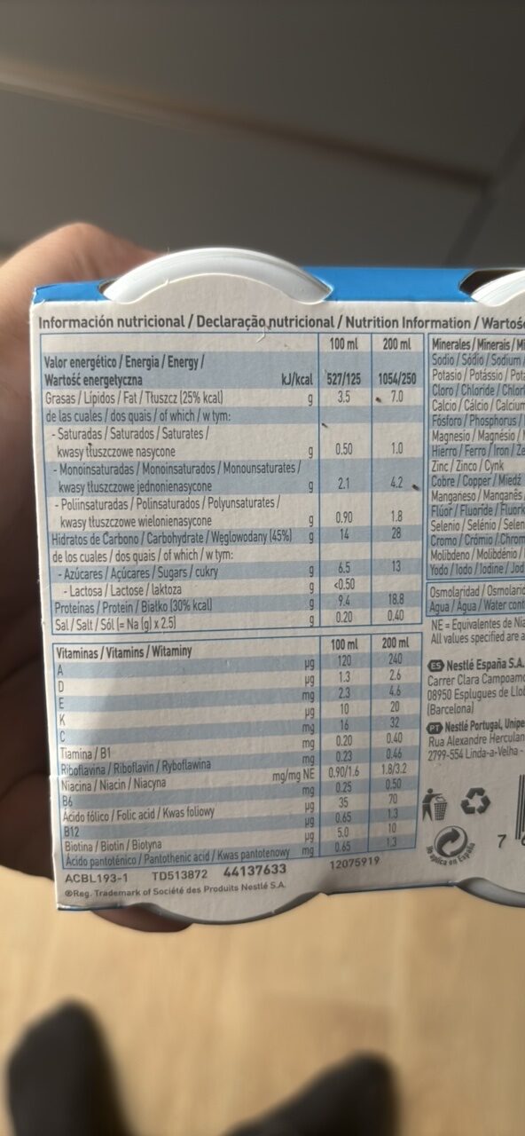 Foto da tabela nutricional