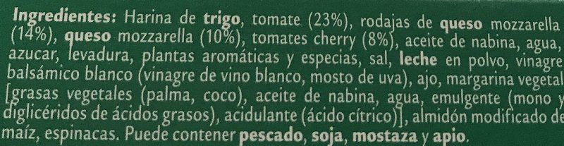 Foto da lista de ingredientes