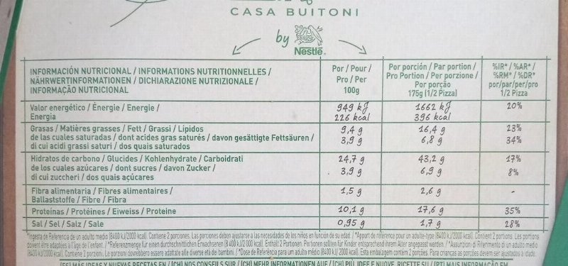 Foto da tabela nutricional