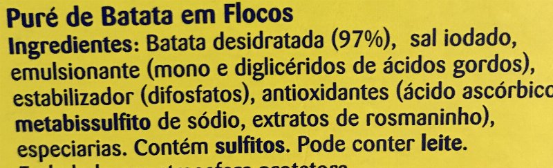 Foto da lista de ingredientes