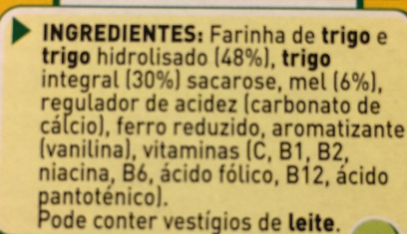 Foto da lista de ingredientes