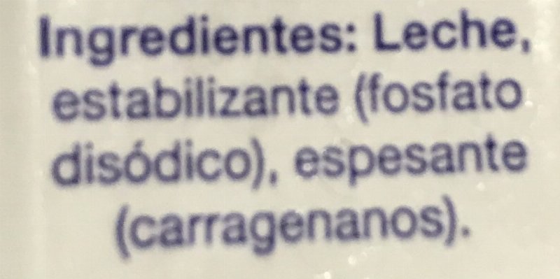 Foto da lista de ingredientes