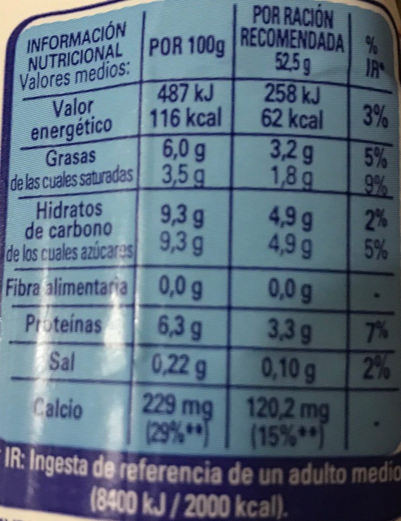 Foto da tabela nutricional