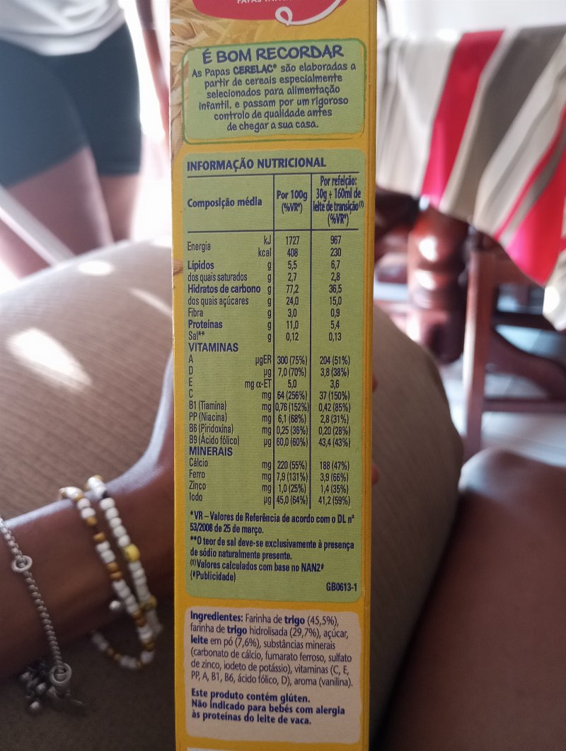 Foto da lista de ingredientes