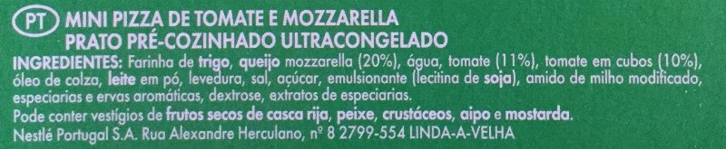 Foto da lista de ingredientes