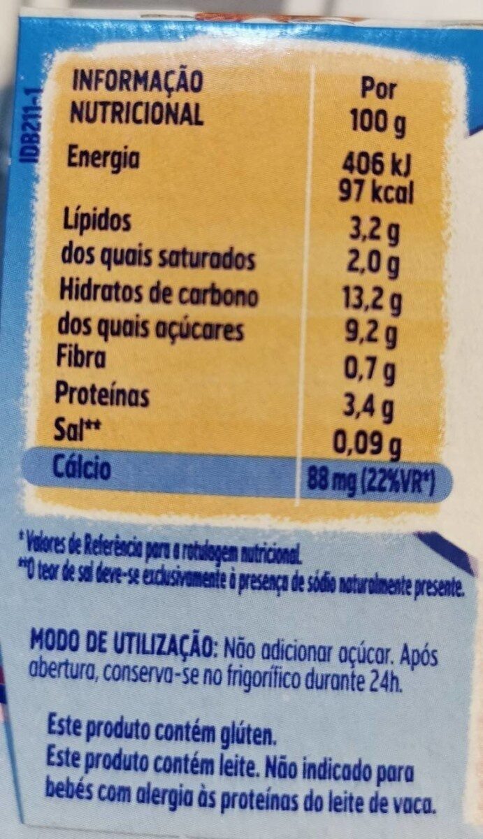 Foto da tabela nutricional