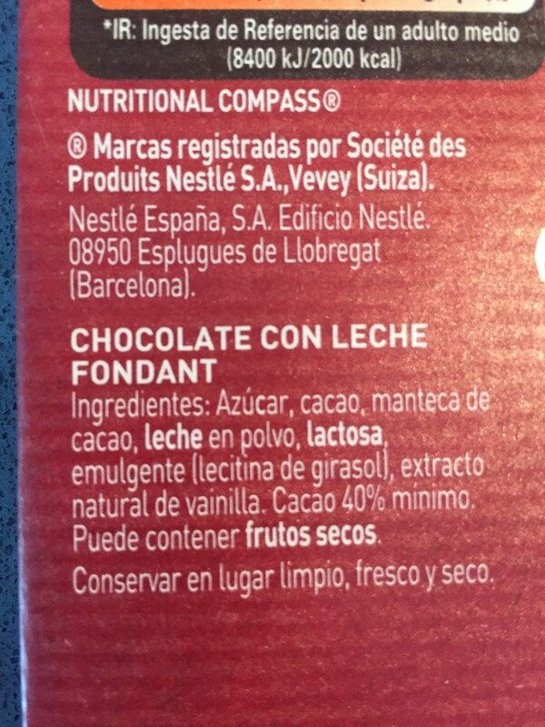 Foto da lista de ingredientes