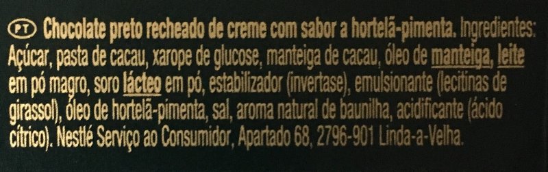 Foto da lista de ingredientes