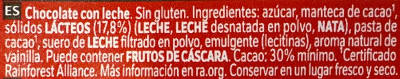 Foto da lista de ingredientes