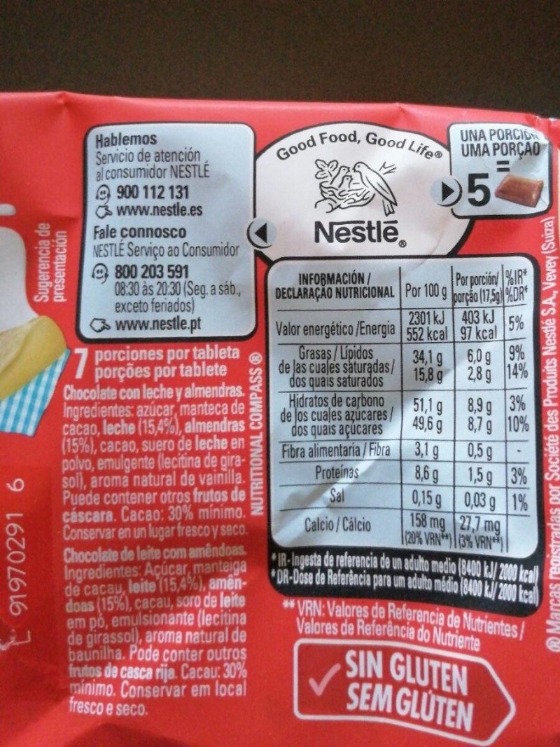 Foto da tabela nutricional
