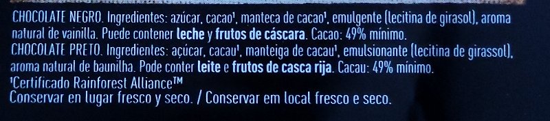 Foto da lista de ingredientes