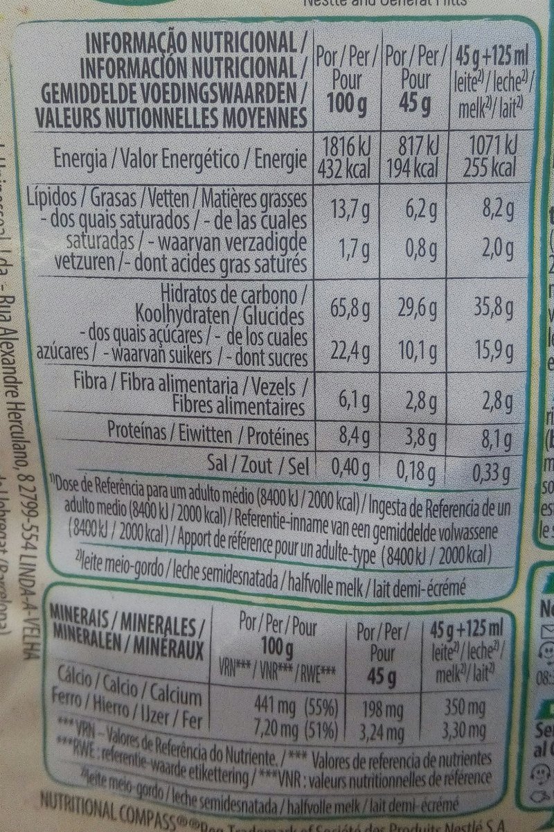 Foto da tabela nutricional