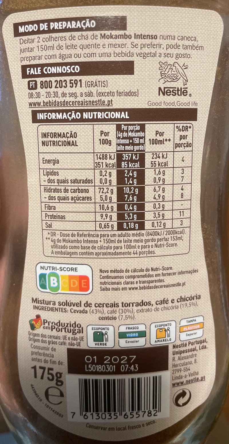 Foto da tabela nutricional