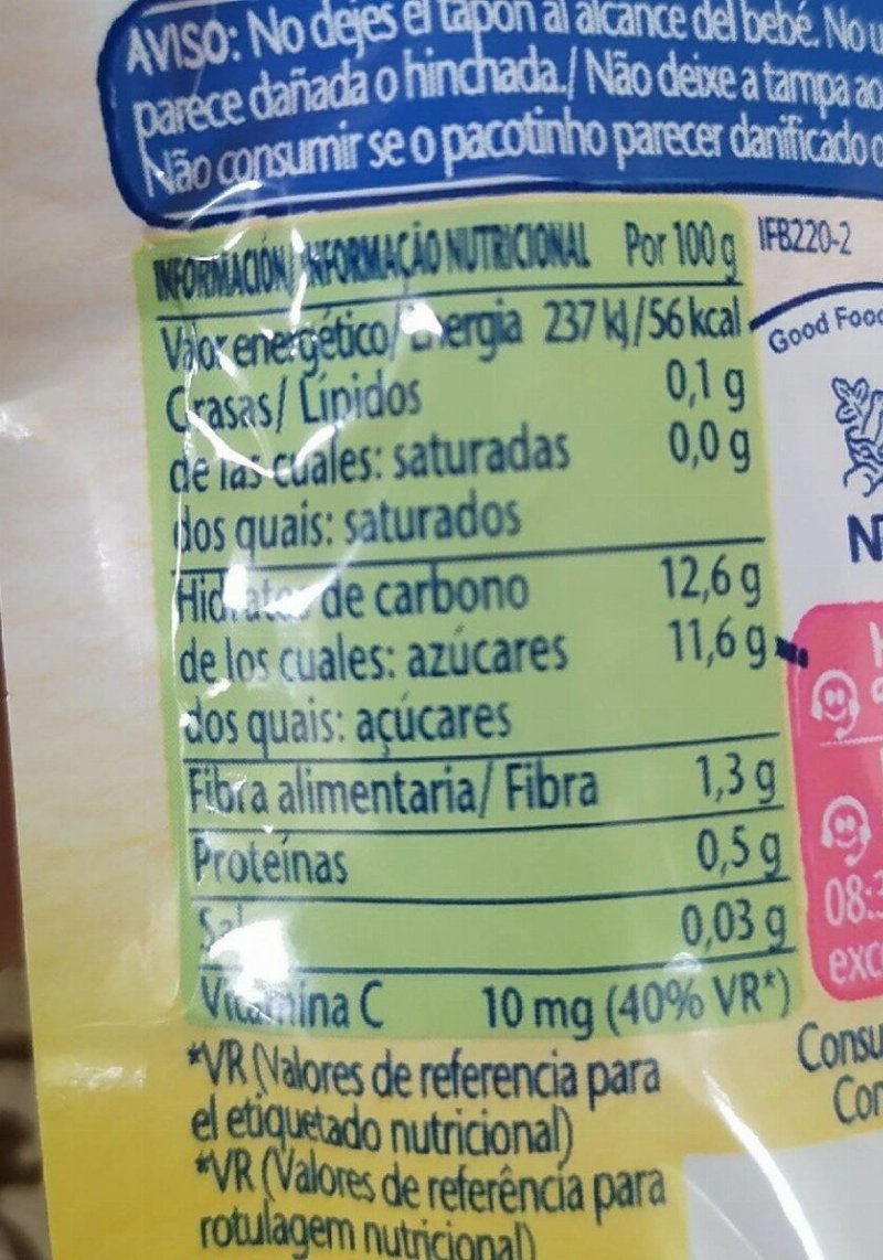 Foto da tabela nutricional