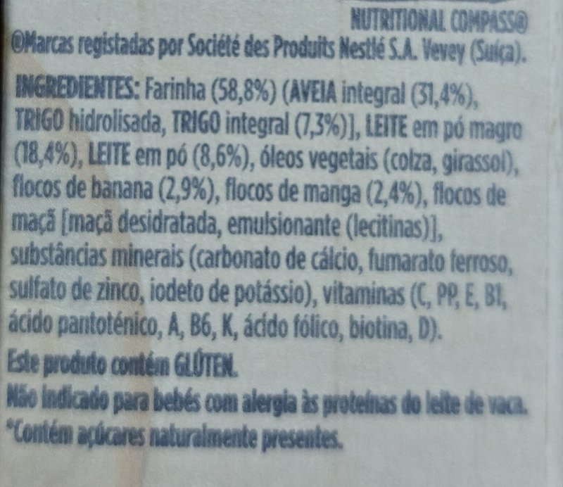 Foto da lista de ingredientes