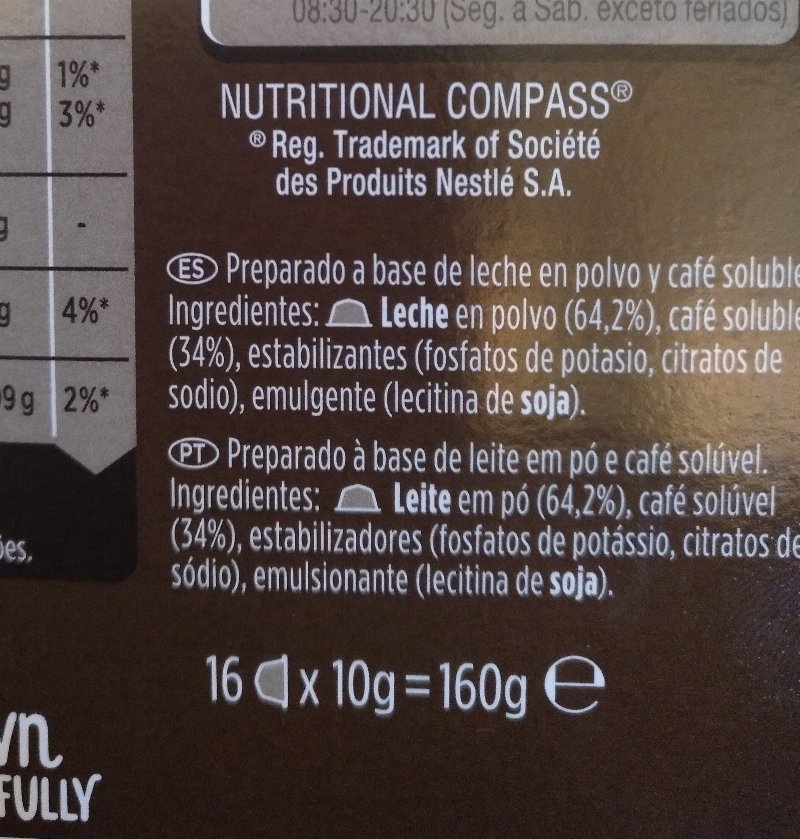 Foto da lista de ingredientes