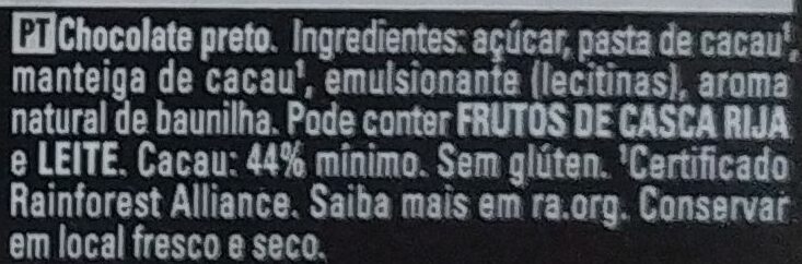 Foto da lista de ingredientes