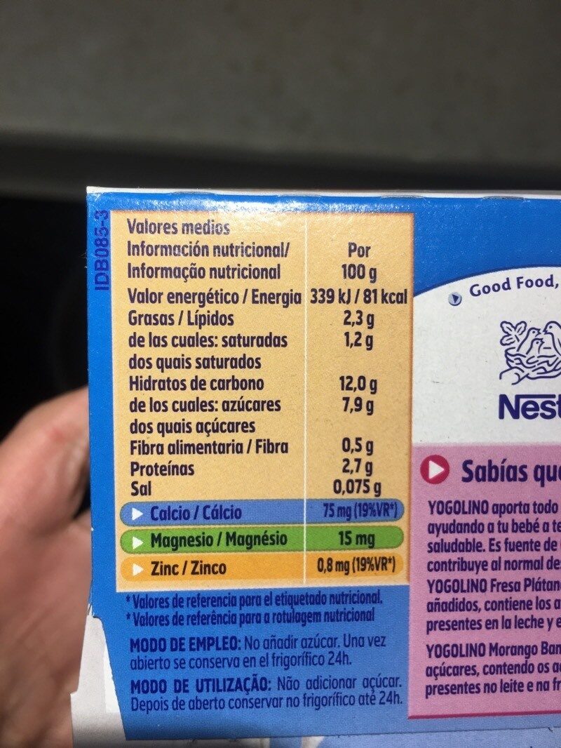 Foto da tabela nutricional