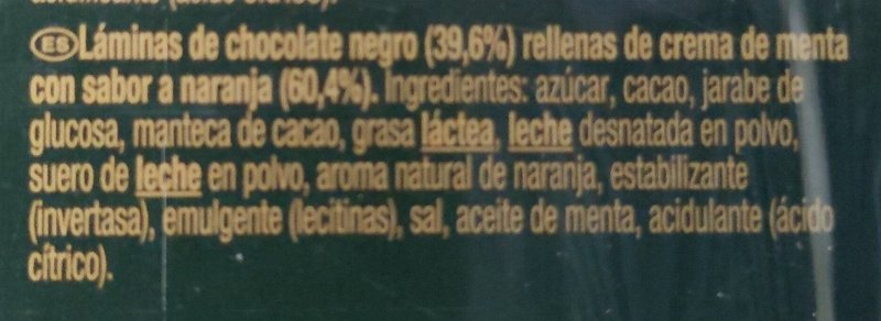 Foto da lista de ingredientes