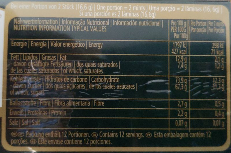 Foto da tabela nutricional