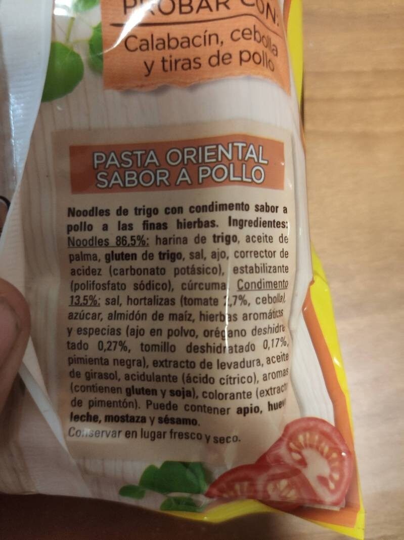 Foto da lista de ingredientes