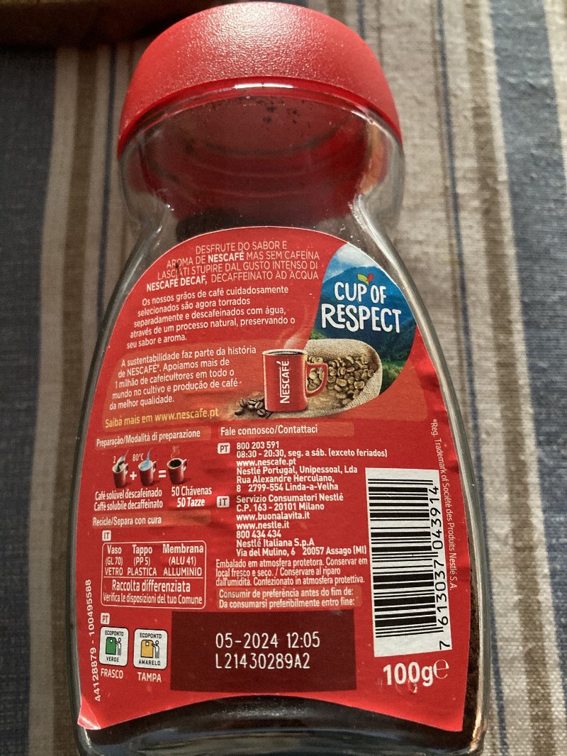Foto da lista de ingredientes
