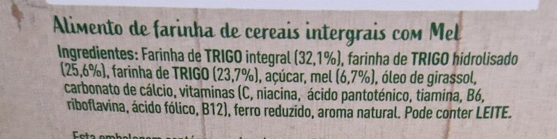 Foto da lista de ingredientes