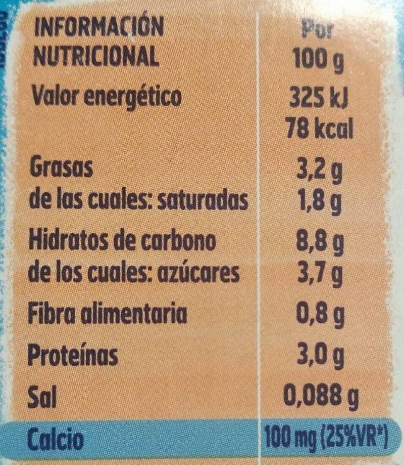 Foto da tabela nutricional