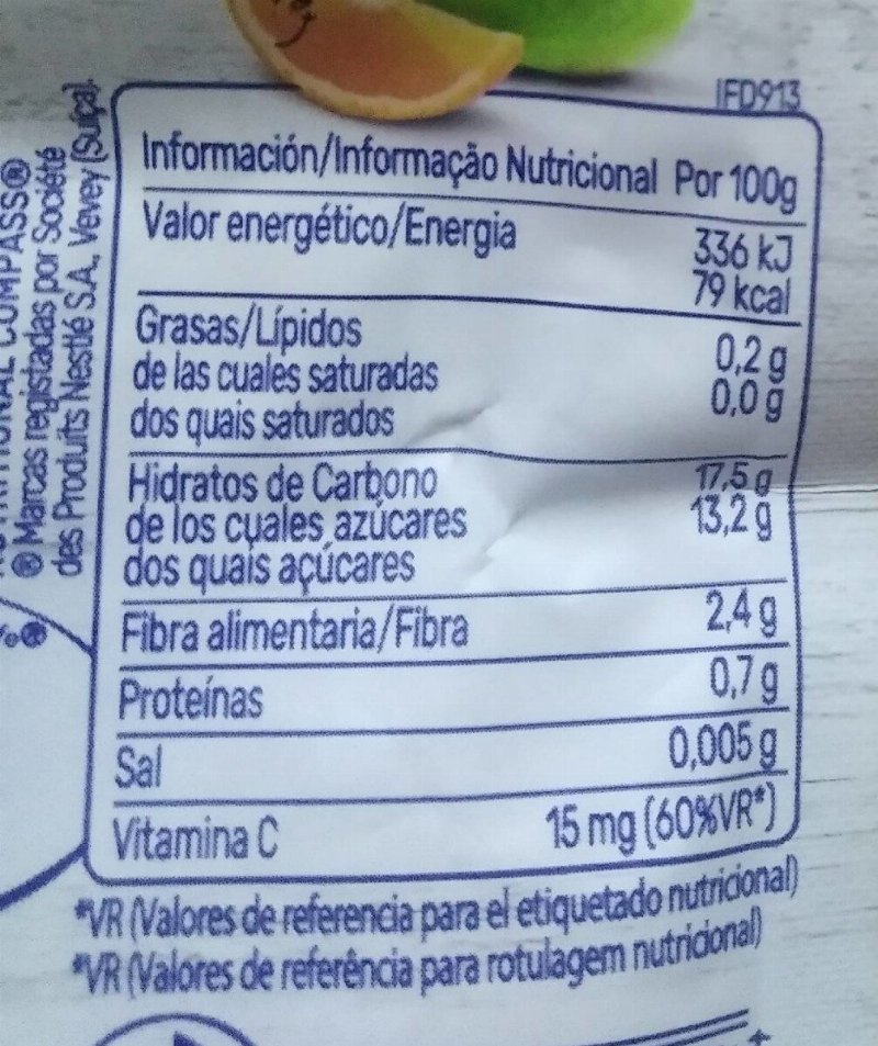 Foto da tabela nutricional