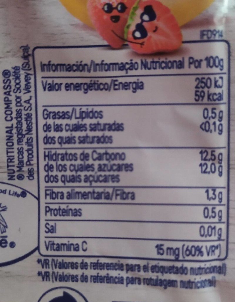 Foto da tabela nutricional