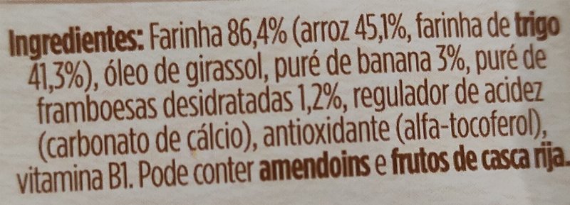 Foto da lista de ingredientes