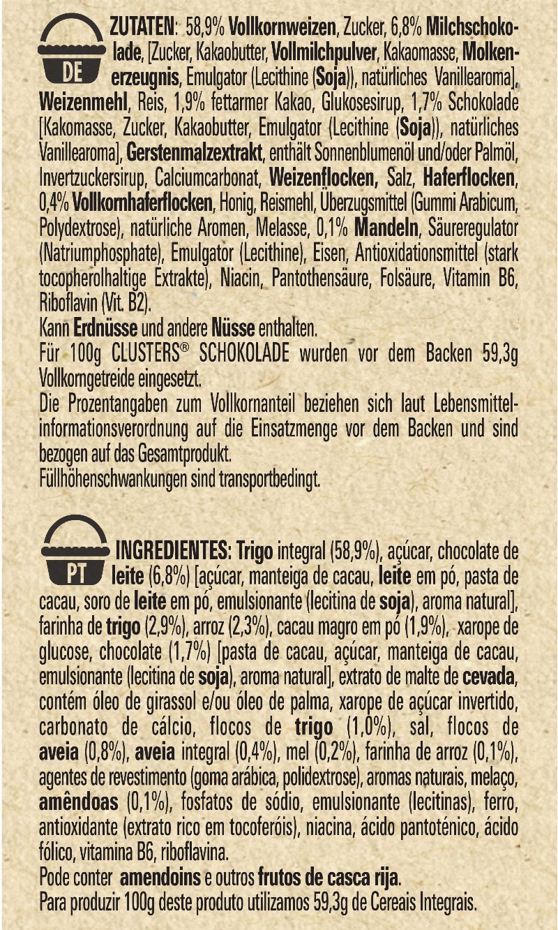 Foto da lista de ingredientes