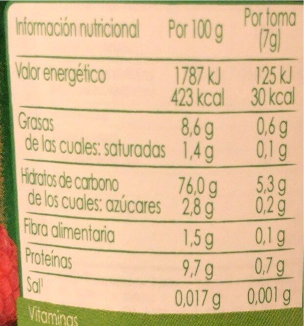 Foto da tabela nutricional