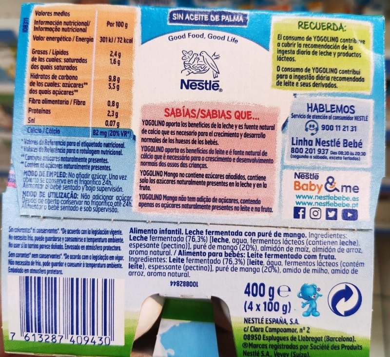 Foto da tabela nutricional